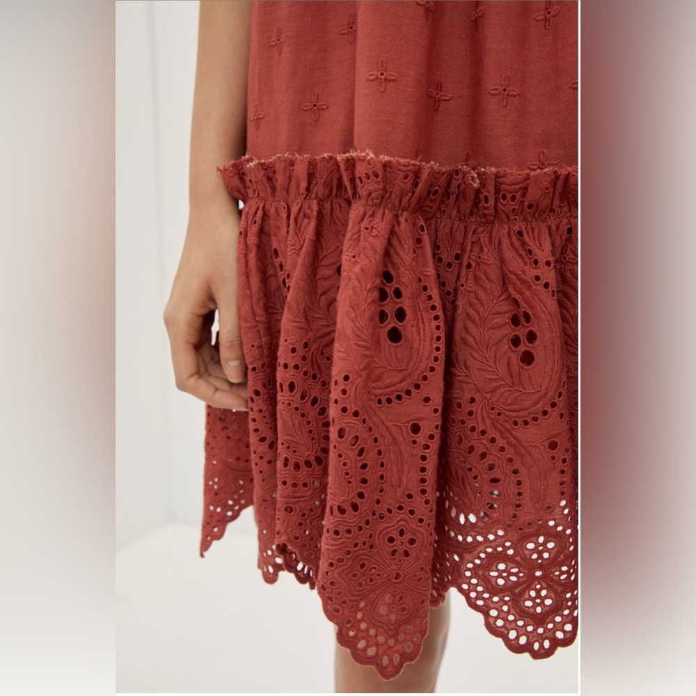 EUC Love The Label Lillian puff-sleeved mini dress - size medium - rusted red - Picture 7 of 8